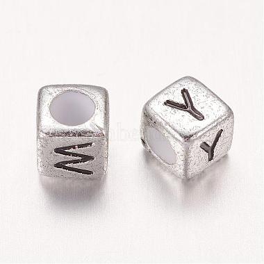 6MM Silver Mixed Letters Cube Acrylic Beads(X-PB43C9308)-2