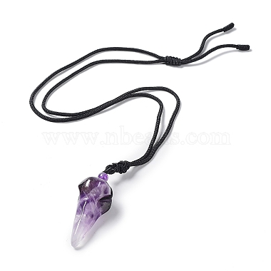 Natural Amethyst Plague Doctor Pendant Necklace with Nylon Rope(NJEW-H009-01-10)-4
