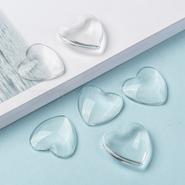 Transparent Glass Heart Cabochons(GGLA-R021-25mm)-8