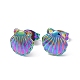 Ion Plating(IP) 304 Stainless Steel Shell Stud Earrings for Women(EJEW-I285-13MC)-1