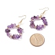 Natural Gemstone Chips Braided Ring Dangle Earrings(EJEW-JE04986)-5