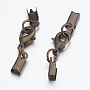 Clip Ends with Brass Lobster Claw Clasps, Antique Bronze, 32mm, Clasp: 12x7x3mm, Cord Tip: 9x4x3mm