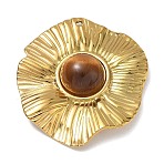 304 Stainless Steel & Resin Pendants, Flower Charms, Ion Plating(IP), Long-Lasting Plated, Saddle Brown, 45x41x8mm, Hole: 1.7mm(SA-CBAF3AB-10G-01)