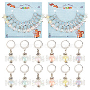 Candy Transparent Acrylic Pendant Stitch Markers, Crochet Leverback Hoop Charms, Locking Stitch Marker with Wine Glass Charm Ring, Mixed Color, 3cm, 6 colors, 2pcs/color, 12pcs/set, 2 sets/box(HJEW-AB00323)