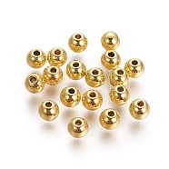 Tibetan Style Alloy Beads, Cadmium Free & Nickel Free & Lead Free, Round, Antique Golden, 5x4mm, Hole: 1mm(TIBEB-A123175-AG-FF)