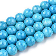 Opaque Crackle Glass Round Beads Strands, Imitation Stones, Round, Deep Sky Blue, 10mm, Hole: 1.5mm, about 80pcs/strand, 30.31~31.10 inch(77~79cm)(GLAA-T031-10mm-01Z)