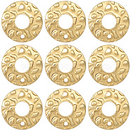 30Pcs Eco-Friendly Brass Connector Charms, Cadmium Free & Lead Free, Textured Donut/Pi Disc, Real 18K Gold Plated, 12.5x1.5mm, Hole: 1mm(KK-BBC0007-38)