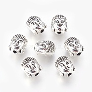 Tibetan Style Alloy Beads, Buddha Head, Antique Silver, 10x9x8mm, Hole: 2mm(PALLOY-P144-18AS)