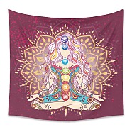 Yoga Meditation Trippy Polyester Wall Hanging Tapestry, Bohemian Mandala Psychedelic Tapestry for Bedroom Living Room Decoration, Rectangle, Old Rose, 1000x1500mm(PW23040447558)