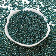 TOHO Round Seed Beads, Japanese Seed Beads, (27BD) Silver Lined Teal, 8/0, 3mm, Hole: 1mm, about 10000pcs/pound(SEED-TR08-0027BD)