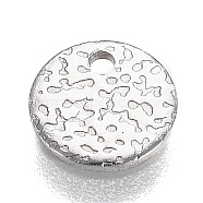 304 Stainless Steel Charms, Textured, Laser Cut, Flat Round, Stainless Steel Color, 10x0.7mm, Hole: 1.5mm(STAS-I166-21C)