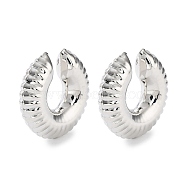 Brass Ring Cuff Earrings, Non Piercing Earrings, Platinum, 29x8.5mm(EJEW-D088-20P)