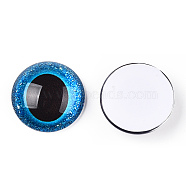Glass Cabochons, Half Round with Eye, Deep Sky Blue, 20x6.5mm(GGLA-T004-04X)