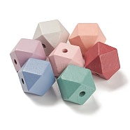 Spray Painted Natural Maple Wood Beads, Hexagon, Mixed Color, 20x26.5x19mm, Hole: 3.5mm(WOOD-M007-07C)