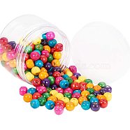 Wood Beads, Dyed, Round, Mixed Color, 10mm, Hole: 3.5mm, 200pcs/box, Plastic Beads Container: 7.2x5.2cm(WOOD-PH0008-05)