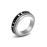 Stainless Steel Rotating Finger Ring, Fidget Spinner Ring for Calming Worry Meditation, Planet, US Size 10(19.8mm)(PW-WG33260-61)