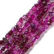Natural Agate Beads Strands, Nuggets, Dyed & Heated, Magenta, 5~11x5~12x5~11mm, Hole: 1~1.4mm, about 39~50pcs/strand, 14.17~14.96 inch(36~38cm)(G-F745-05)