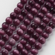 Cat Eye Beads, Round, Indigo, 8mm, Hole: 1mm, about 15.5 inch/strand, about 49pcs/strand(X-CER8mm02)