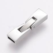 304 Stainless Steel Fold Over Clasps, Rectangle, Stainless Steel Color, 25x7x4mm, Hole: 2x5mm(STAS-F122-48P)