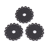 PU Leather Fabric, Flower, Black, 22x1.5mm, Hole: 1.6mm(X-FIND-T020-072)