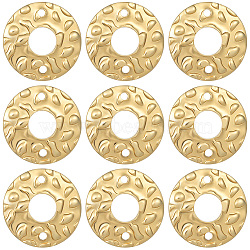 30Pcs Eco-Friendly Brass Connector Charms, Cadmium Free & Lead Free, Textured Donut/Pi Disc, Real 18K Gold Plated, 12.5x1.5mm, Hole: 1mm(KK-BBC0007-38)