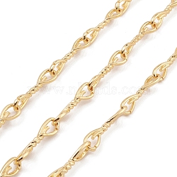 Brass Twist Knot Link Chains, Unwelded, with Spool, Real 18K Gold Plated, 27x6.5x6.5mm(CHC-M025-31G)