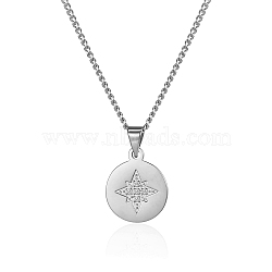 Stainless Steel Star Pendant Necklace with Diamonds for Women's Daily Wear(VN7777-2)