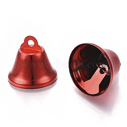 Iron Bell Pendants, for Christmas Jewelry Making, Red, 23.5x26mm, Hole: 3mm(IFIN-Q131-01B)