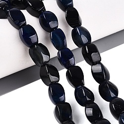 Natural Agate Beads Strands, Twist, Dyed, Midnight Blue, 11~12x7~9x7~9mm, Hole: 0.9~1mm, about 38pcs/strand, 15.16~15.55 inch(38.5~39.5cm)(G-Q606-79)