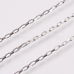 304 Stainless Steel Box chains/Venetian Chains, with Spool, Unwelded, Stainless Steel Color, 3x1.7x0.6mm, about 32.8 Feet(10m)/roll(CHS-K008-12A)
