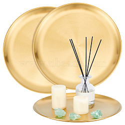 201 Stainless Steel Serving Trays, Flat Round, Golden, 298x4mm(AJEW-WH0314-362)