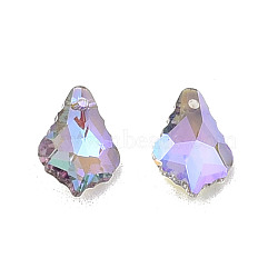 Pointed Back Electroplate Faceted Glass Pendants, Teardrop, Lilac, 16x11.5x6mm, Hole: 1.4mm(EGLA-N006-050B)