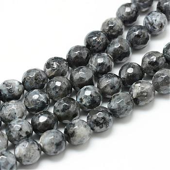 Natural Larvikite Bead Strands, Faceted Round, 6mm, Hole: 1mm, about 61~63pcs/strand, 14.9 inch