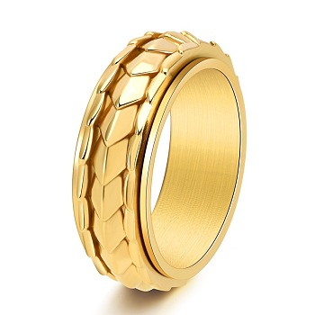 304 Stainless Steel Finger Rings for Men, Dragon Scales, Golden, US Size 10(19.8mm)