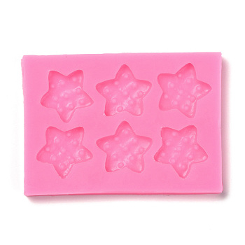 DIY Star Patterns Cookie Food Grade Silicone Fondant Molds, for DIY Cake Decoration, UV & Epoxy Resin Jewelry Making, Hot Pink, 101x72x8mm, Inner Diameter: 29x29mm