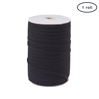 PandaHall Elite Flat Elastic Cord, Beading Crafting Stretch String, Black, 6x1mm, about 200yards/roll(600 feet/roll)