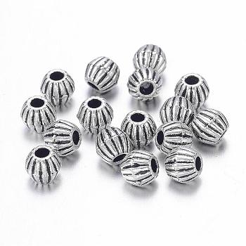 Antique Silver Tibetan Style Bicone Spacer Beads, Lead Free & Nickel Free & Cadmium Free, Size: about 4mm long, 4.5mm wide, hole: 1mm.