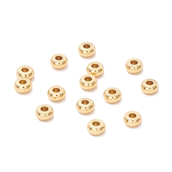 202 Stainless Steel Beads, Disc/Flat Round, Real 18K Gold Plated, 4x2mm, Hole: 1.5mm