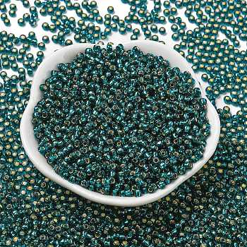TOHO Round Seed Beads, Japanese Seed Beads, (27BD) Silver Lined Teal, 8/0, 3mm, Hole: 1mm, about 10000pcs/pound