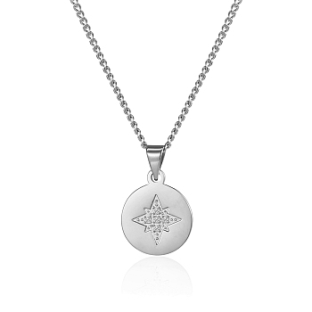 Stainless Steel Star Pendant Necklace with Diamonds for Women's Daily Wear