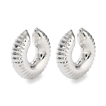 Brass Ring Cuff Earrings, Non Piercing Earrings, Platinum, 29x8.5mm