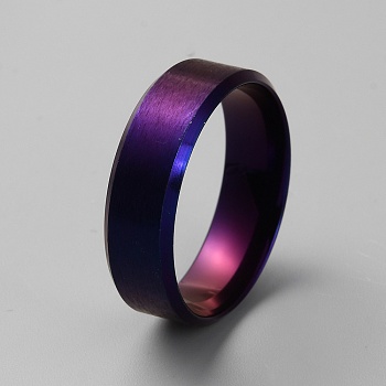304 Stainless Steel Plain Band Rings, Purple, Inner Diameter: 23.1mm