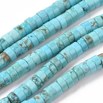 Natural Howlite Beads Strands, Dyed & Heated, Flat Round/Disc, 4x2mm, Hole: 0.7mm, about 154pcs/strand, 15.43 inch(39.2cm)