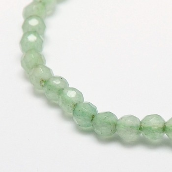 Natural Green Aventurine Beads Strands, Faceted, Round, 4mm, Hole: 1mm, about 98pcs/strand, 15.3 inch
