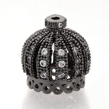 14mm Crown Brass+Cubic Zirconia Beads
