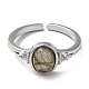 овальные открытые кольца-манжеты из натуральных смешанных драгоценных камней(RJEW-M155-07P)-3