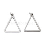 Non-Tarnish 304 Stainless Steel Pendants, Laser Cut, with Jump Ring, Stainless Steel Color, Triangle, 17x15x1mm, Hole: 2mm(STAS-G324-01D-P)