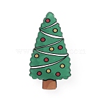 Christmas Acrylic Brooch Pin, Iron Badge for Backpack Clothes, Christmas Tree Pattern, 40.5x22x2mm(JEWB-WH0030-12D)