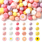 Food Grade Silicone Focal Beads, Mixed Shapes, Mixed Color, 10~20x7.5~20mm, Hole: 2~3mm, 114pcs/set(SIL-CJ0002-26)
