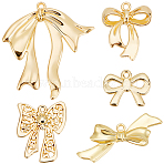 20Pcs 5 Styles Alloy Pendants, Bowknot Charms, Real 14K Gold Filled, 15~31.5x19~38x1.5~5mm, Hole: 1.5~1.8mm, 4pcs/style(FIND-BBC0004-16)